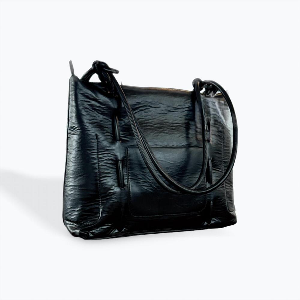 NEW CEJON candice glazed tote in black